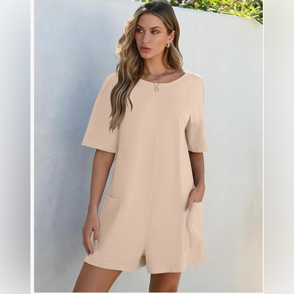 Oversized tee Shirt Romper with pockets